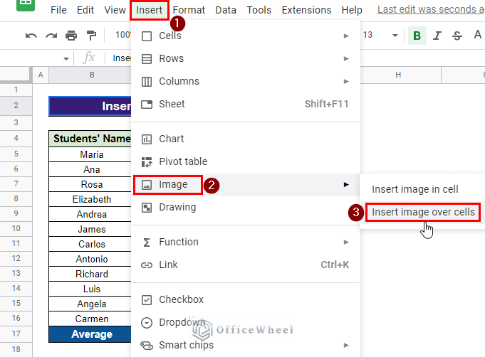 inserting image by using the toolbar